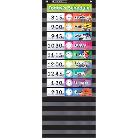 Scholastic Teaching Resources Daily Schedule Pocket Chart with Cards, Black 9780545838658